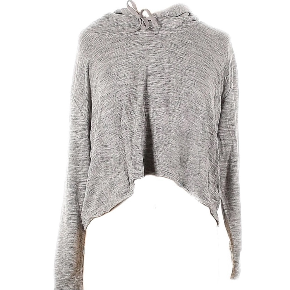 Athleta Heather Gray Long Sleeve Hoodie Sweatshirt